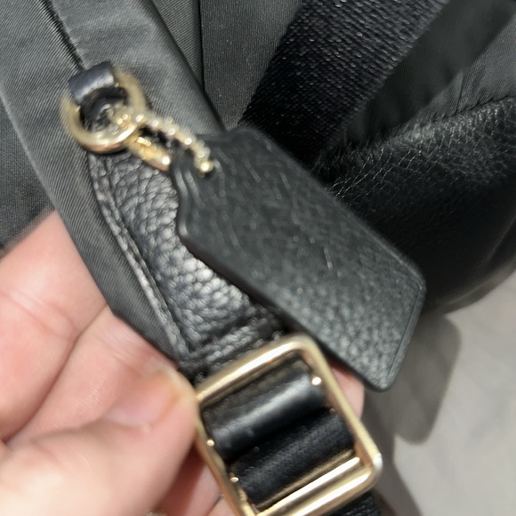 Coach black leather backpack with gold accents so nice perfect size - Picture 3 of 11